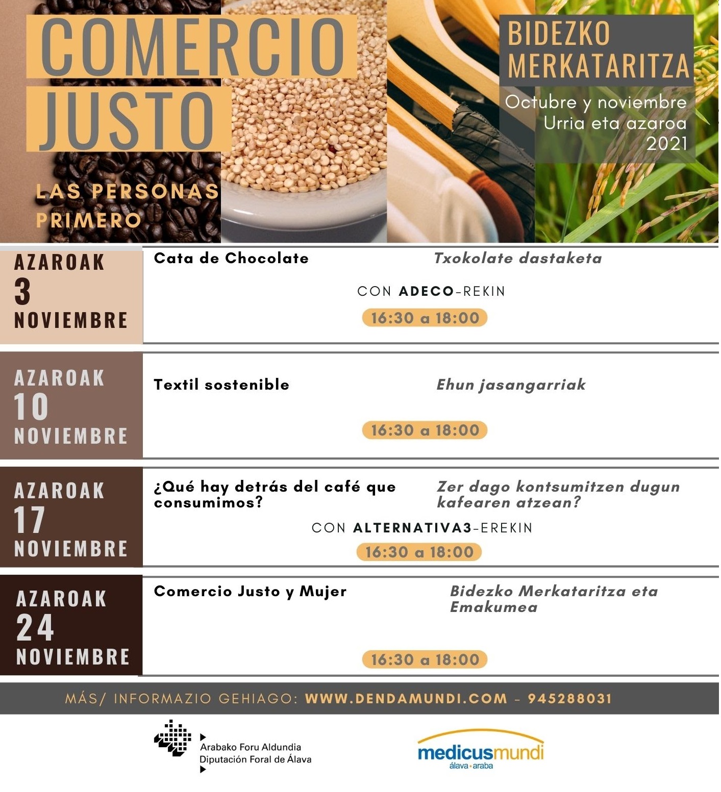 Cartel fechas formación comercio justo Araba